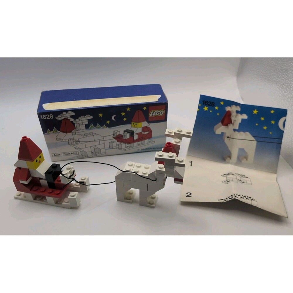 Vtg Lego 1628 Santa Claus Figure Reindeer Christmas Holiday 1989 Complete & Box